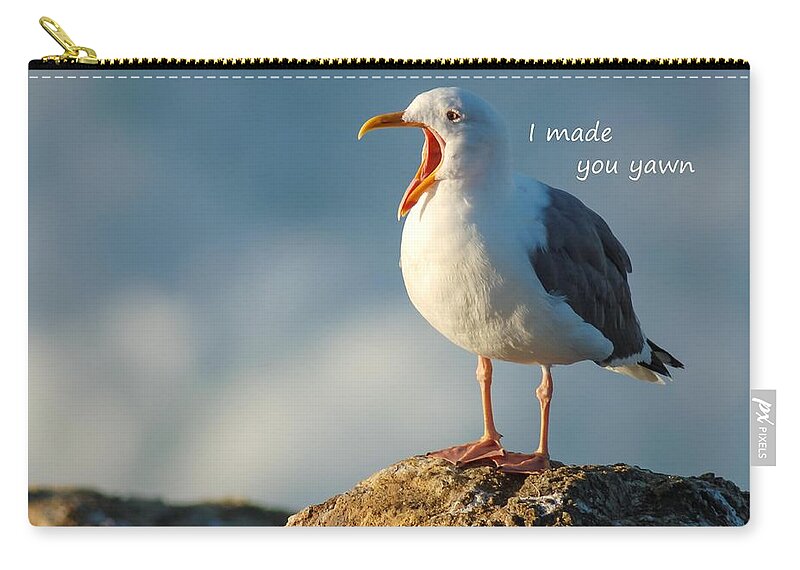 Yawn Carry-all Pouch featuring the photograph The Gull Said I made you Yawn by Sherry Clark