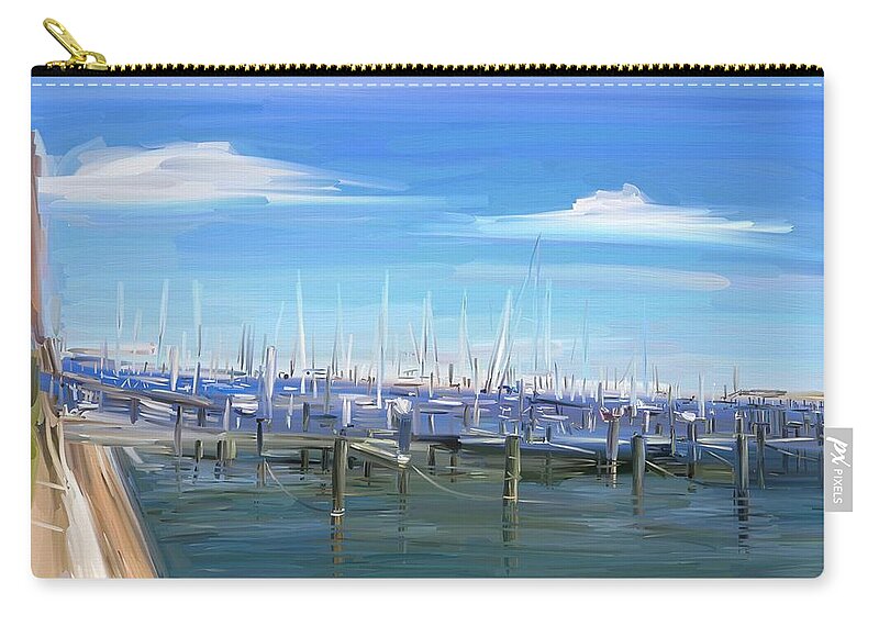 Harbor Zip Pouch featuring the digital art The Harbor by Brett Winn