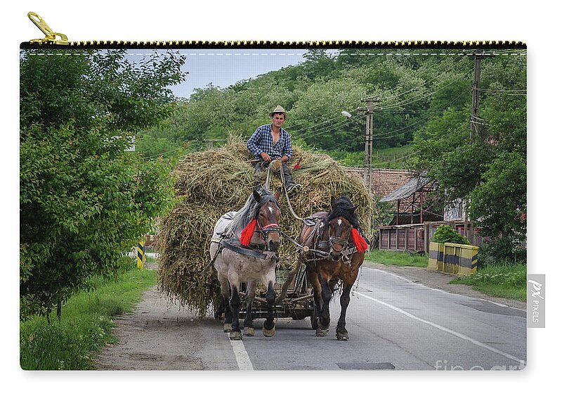 Hay Carry-all Pouch featuring the photograph The Hay Cart, Romania by Perry Rodriguez