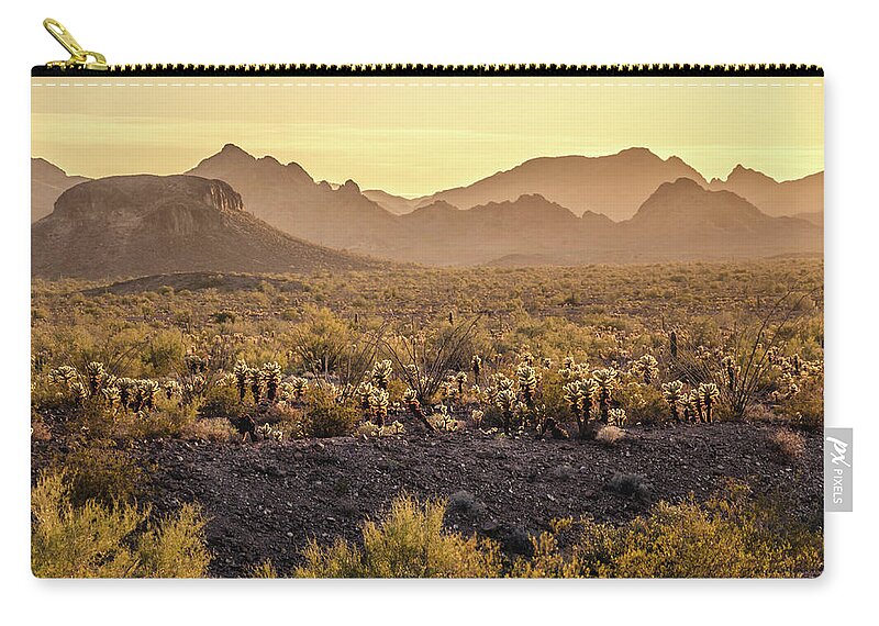 Desert Zip Pouch featuring the photograph The Hazy Desert by Margaret Pitcher