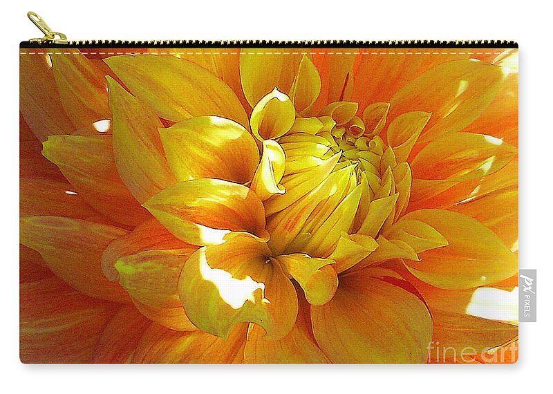 Flower Zip Pouch featuring the photograph The Heart of a Dahlia by Joyce Creswell