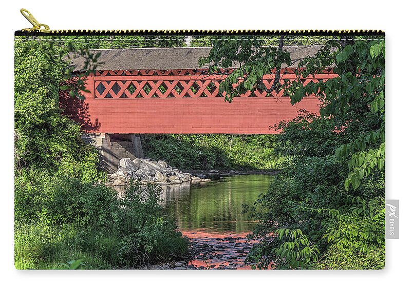 Vermont Zip Pouch featuring the photograph The Henry Bridge by Rod Best