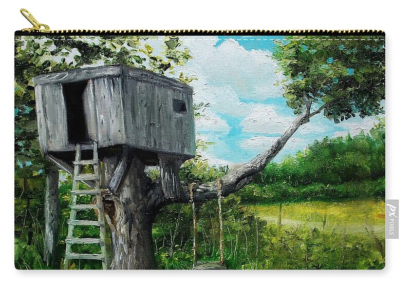 Tree House Zip Pouch featuring the painting The Hideaway by Shana Rowe Jackson