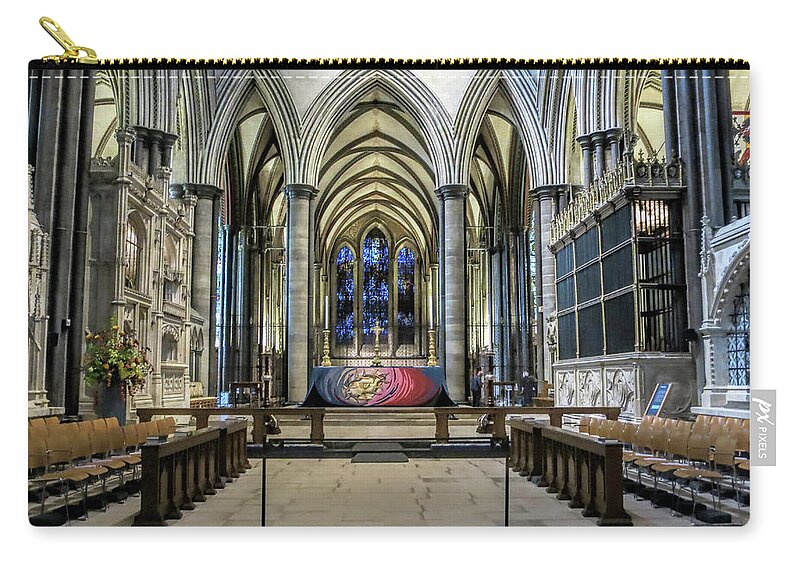 The High Altar In Salisbury Cathedral Zip Pouch featuring the photograph The High Altar in Salisbury Cathedral by Phyllis Taylor