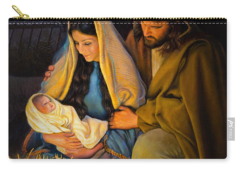 Jesus Zip Pouch featuring the painting The Holy Family by Greg Olsen