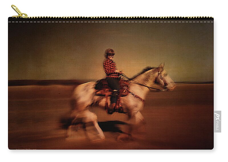 Horse Zip Pouch featuring the photograph The Horse Rider by Aleksander Rotner