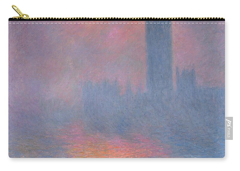 Claude Monet Zip Pouch featuring the painting The Houses of Parliament London by Claude Monet