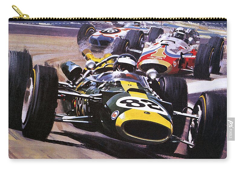 Indy 500 Zip Pouch featuring the painting The Indianapolis 500 by Wilf Hardy