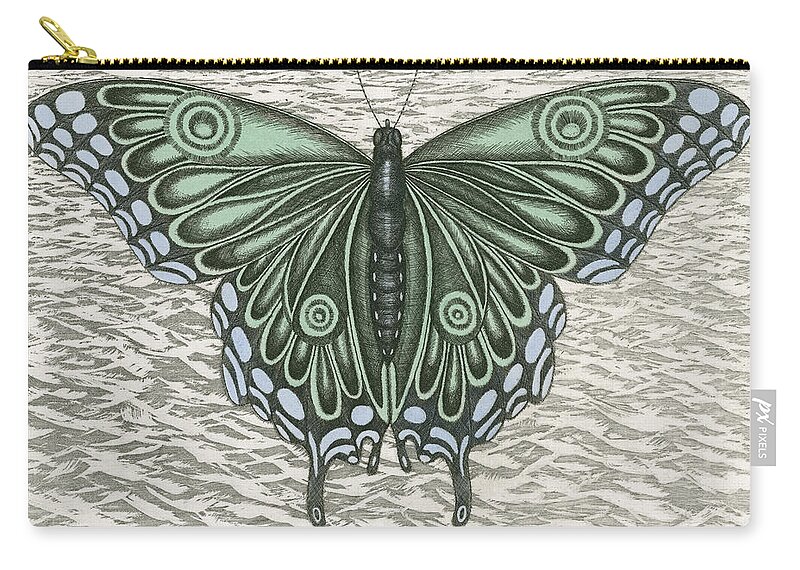 Butterfly Zip Pouch featuring the drawing The Intro-Spector by Charles Harden