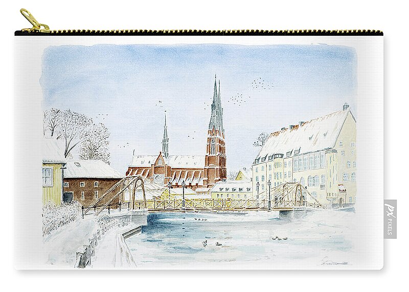 Fyris_river Carry-all Pouch featuring the painting The Iron Bridge by Torbjorn Swenelius