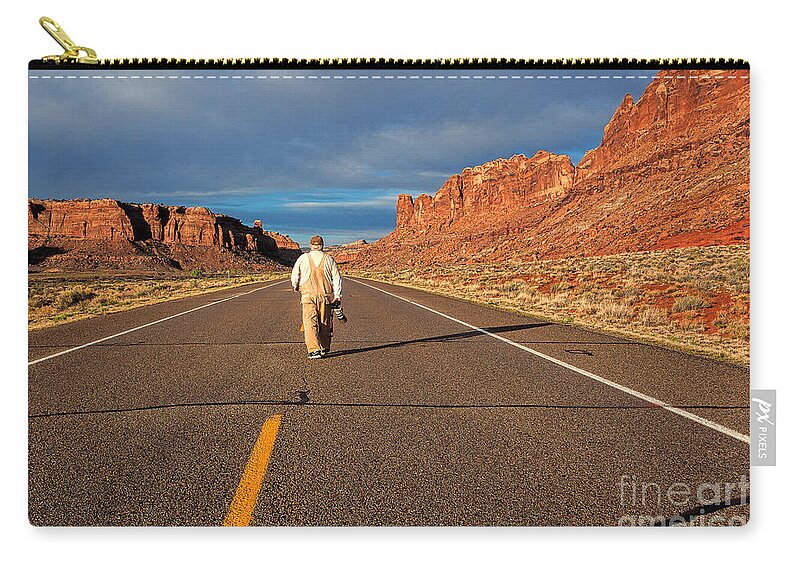 Long Road Zip Pouch featuring the photograph The Itinerant Photographer by Jim Garrison