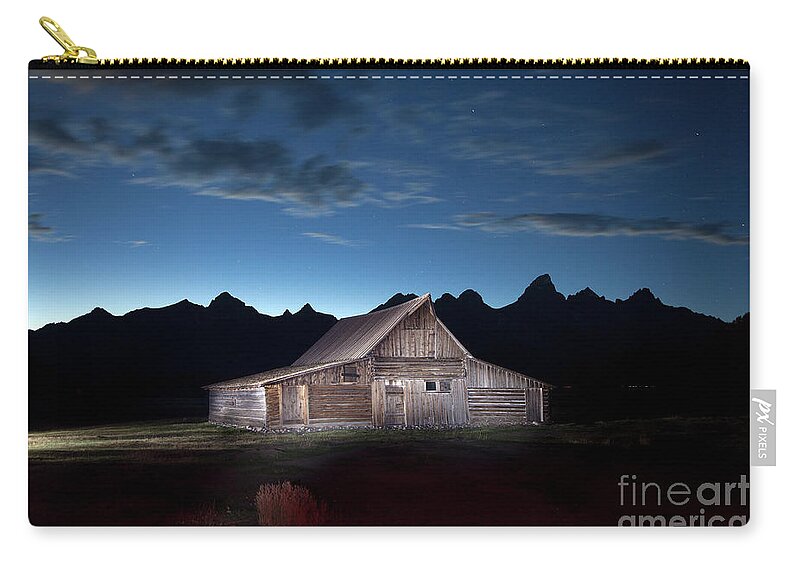 Mormon Row Zip Pouch featuring the photograph The John Moulton Barn on Mormon Row at the base of the Grand Tetons Wyoming by Greg Kopriva