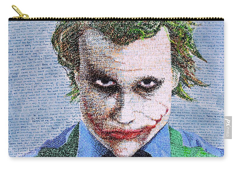 Joker Zip Pouch featuring the painting The Joker in His Own Words by Phil Vance