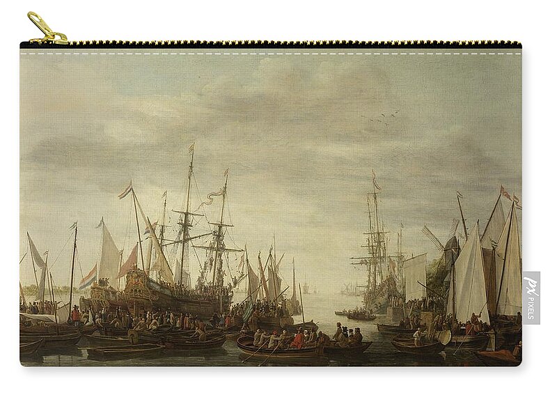 The Keelhauling Of The Ships Surgeon Of Admiral Jan Van Nes Zip Pouch featuring the painting The Keelhauling of the Ships Surgeon of Admiral Jan van Nes Lieve Pietersz Verschuier 1660 1686 by Vintage Collectables