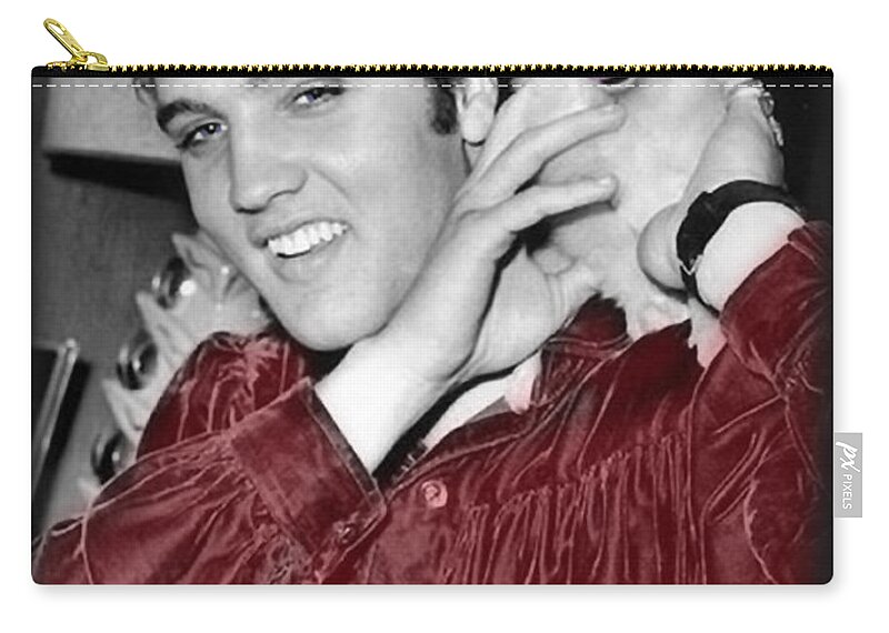 Elvis Zip Pouch featuring the photograph The King Rocks On XXX by Al Bourassa