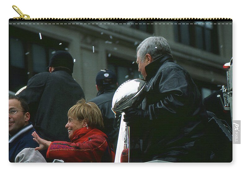 Jonathan Zip Pouch featuring the photograph The Kraft Family with the Super Bowl by Mike Martin