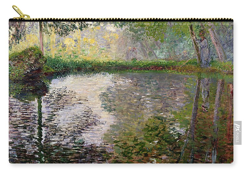 The Lake At Montgeron By Claude Monet (1840-1926) Carry-all Pouch featuring the painting The Lake at Montgeron by Claude Monet