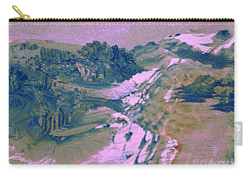 Abstract Digital Mountain Landscape Zip Pouch featuring the photograph The Last Drift of Snow 2 by Nancy Kane Chapman