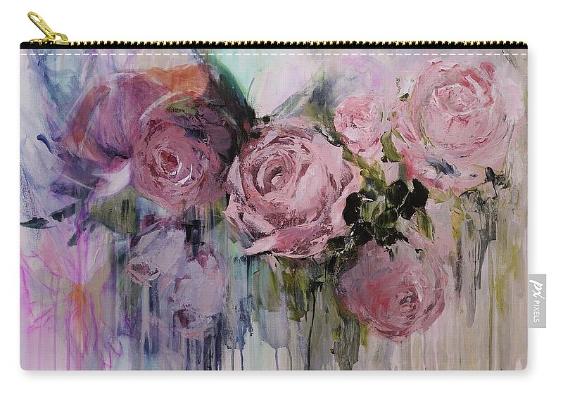 Abstract Floral Painting Zip Pouch featuring the painting The Last Of Spring Painting by Chris Hobel