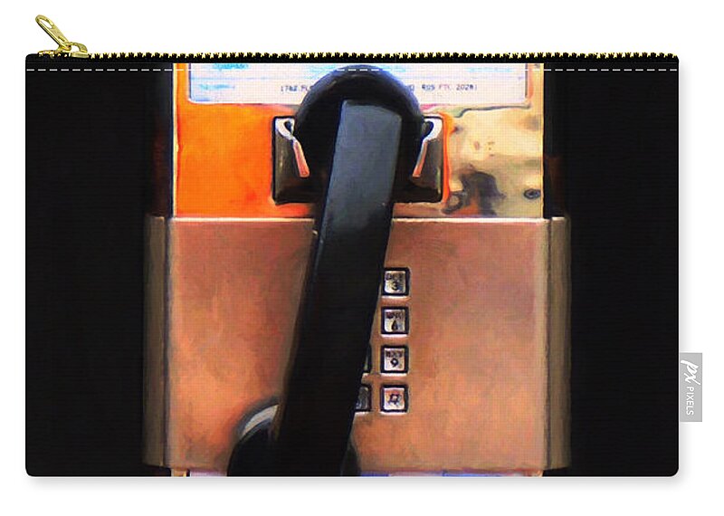 Phone Zip Pouch featuring the photograph The Last Pay Phone On Earth 20150901 painterly v1 by Wingsdomain Art and Photography