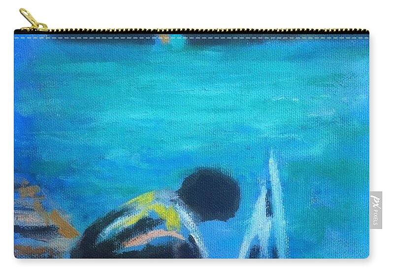 Kid Zip Pouch featuring the painting The Launch Sjosattningen by Enrico Garff