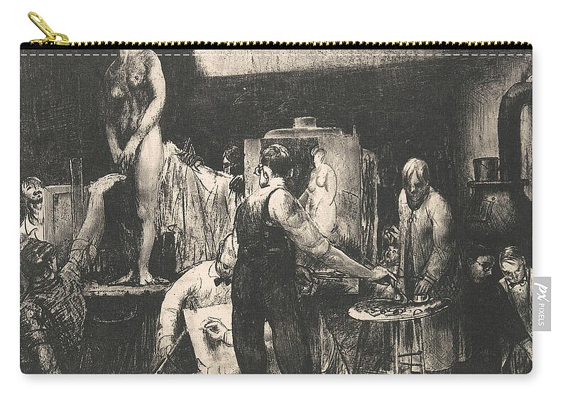 19th Century Art Zip Pouch featuring the relief The Life Class, Second Stone by George Bellows