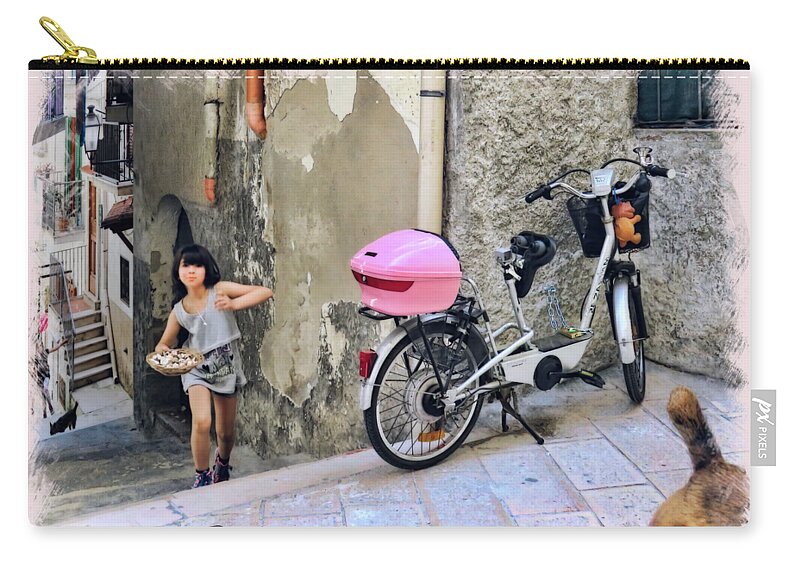 Vieste Zip Pouch featuring the digital art The Life.Vieste.Italy by Jennie Breeze