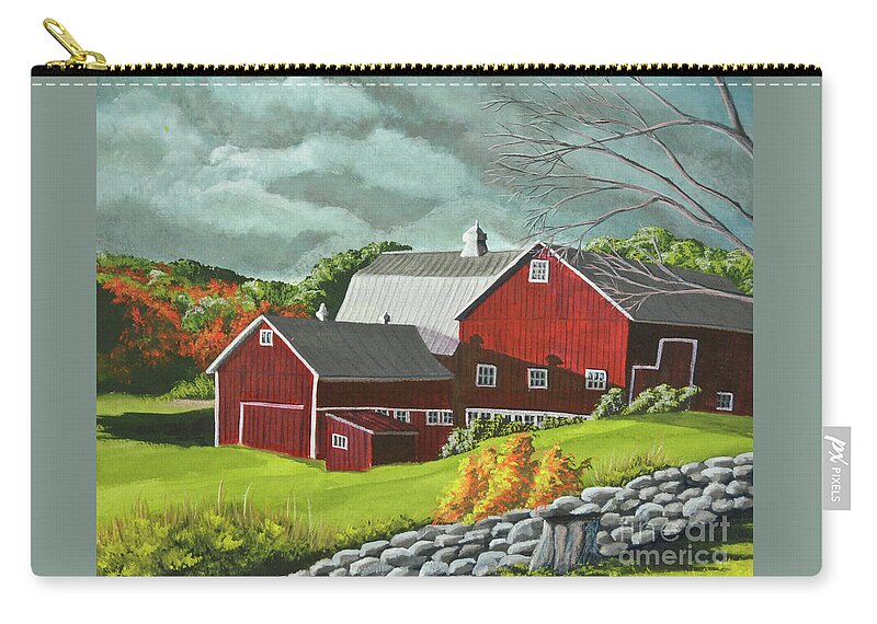 Barn Painting Zip Pouch featuring the painting The Light After The Storm by Charlotte Blanchard