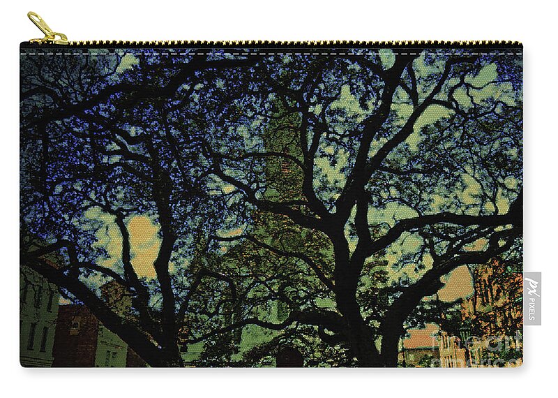 Digital Art Zip Pouch featuring the photograph The Light and Dark of a Landmark by Lydia Holly