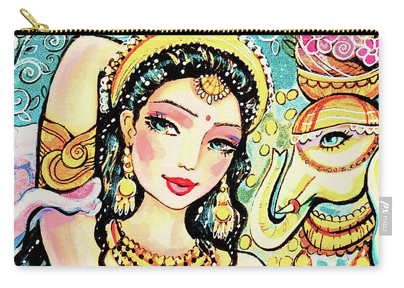 Indian Goddess Zip Pouch featuring the painting The Light of Lakshmi by Eva Campbell