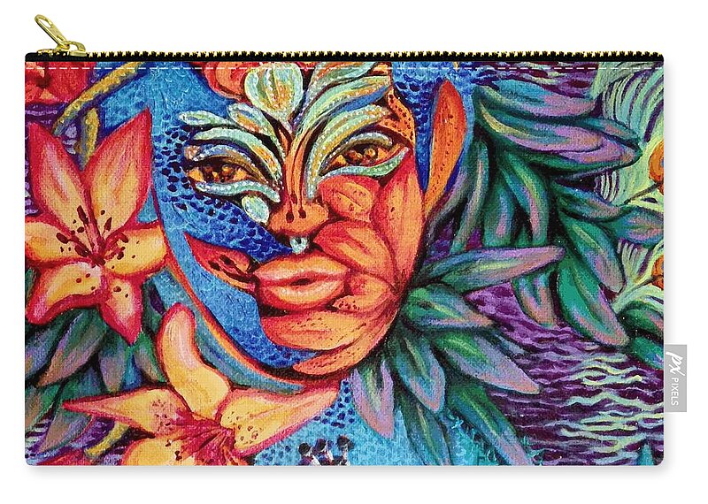 Lilies Zip Pouch featuring the painting The Lily and the Peacock by Linda Markwardt