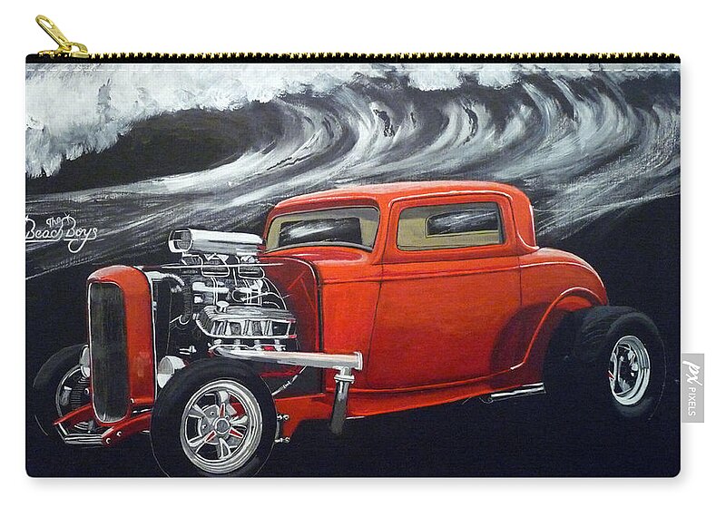 The Little Deuce Coupe Zip Pouch featuring the painting The Little Deuce Coupe by Richard Le Page