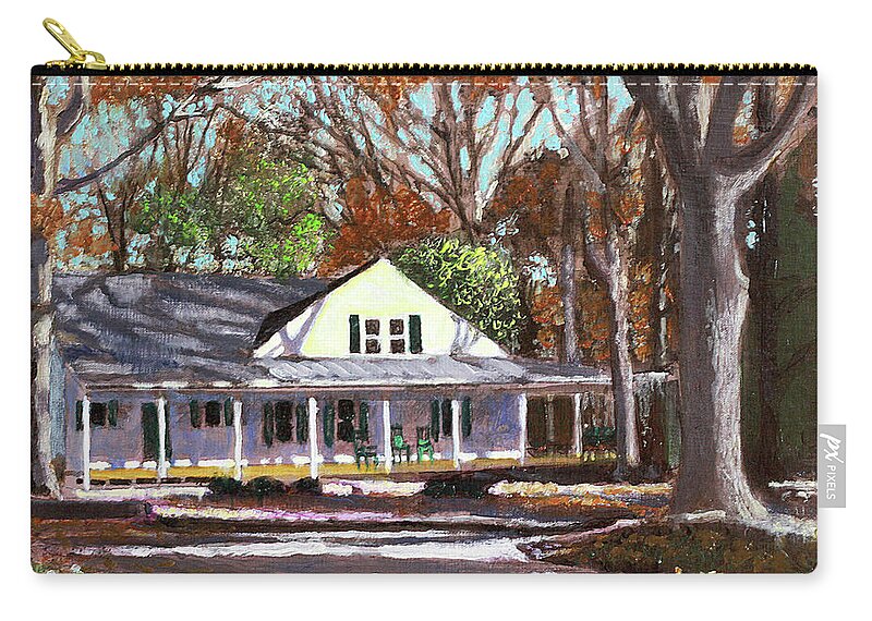 Hurdle Mills Nc Zip Pouch featuring the painting The Little River Farm by David Zimmerman