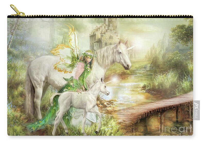 Unicorn Zip Pouch featuring the digital art The Littlest Unicorn by Trudi Simmonds