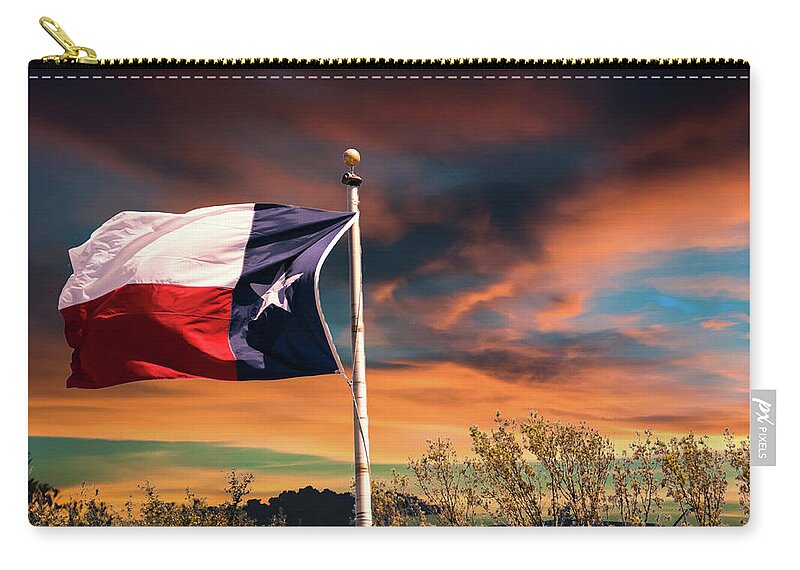 Washington On The Brazos Zip Pouch featuring the photograph The Lone Star Flag by G Lamar Yancy