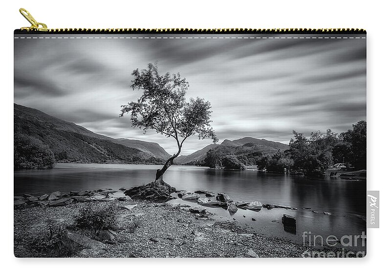 Llyn Padarn Zip Pouch featuring the photograph The lonely tree at Llyn Padarn lake - Part 2 by Mariusz Talarek
