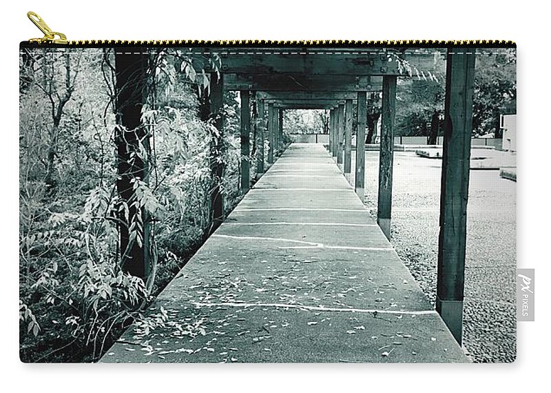 Black And White Zip Pouch featuring the photograph The Long Walk by Brad Hodges