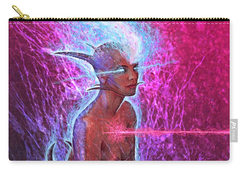 Tony Koehl Zip Pouch featuring the mixed media The Look Into I by Tony Koehl