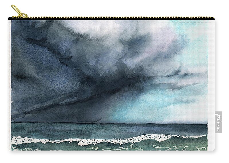 Storm Zip Pouch featuring the painting The Looming Storm by Hilda Wagner