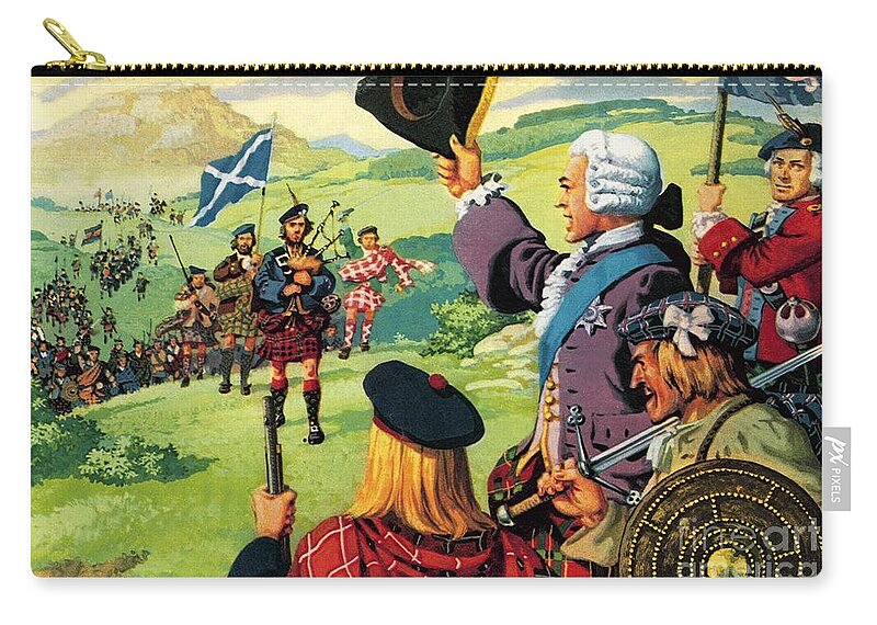 Bonnie Prince Charlie Zip Pouch featuring the painting The Lost Cause of Bonnie Prince Charlie by Pat Nicolle