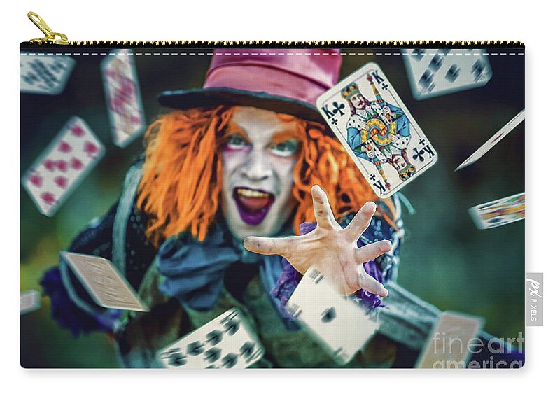 Art Zip Pouch featuring the photograph The Mad Hatter Alice in Wonderland by Dimitar Hristov