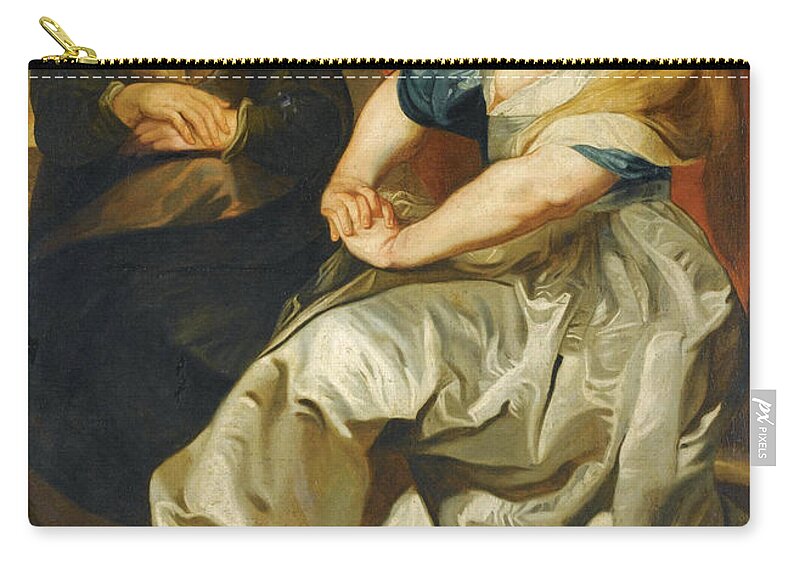 Follower Of Peter Paul Rubens Zip Pouch featuring the painting The Magdalene repenting of her Wordly Vanities by Follower of Peter Paul Rubens