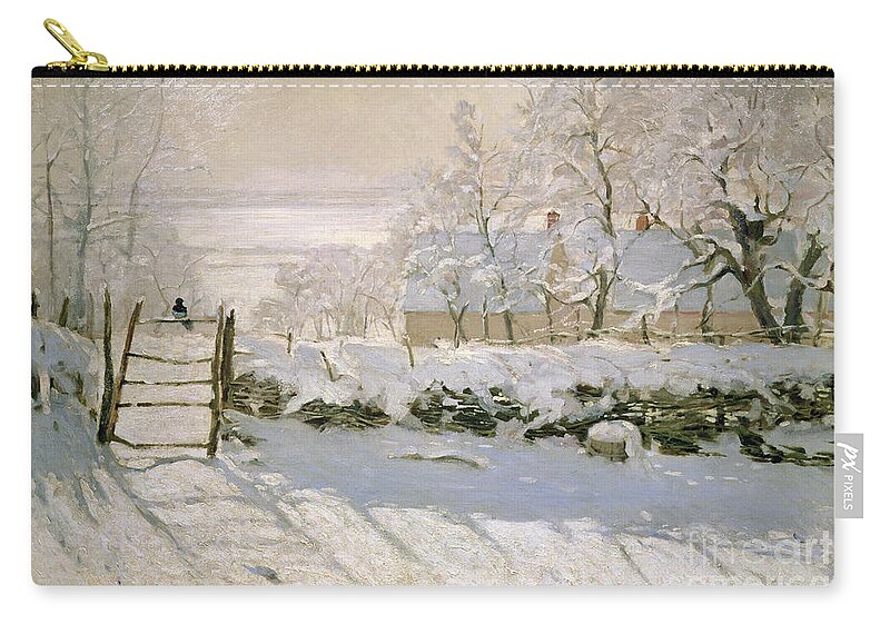 The Zip Pouch featuring the painting The Magpie by Claude Monet
