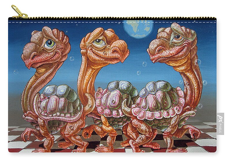 The March Zip Pouch featuring the painting The march of lunar turtles by Victor Molev