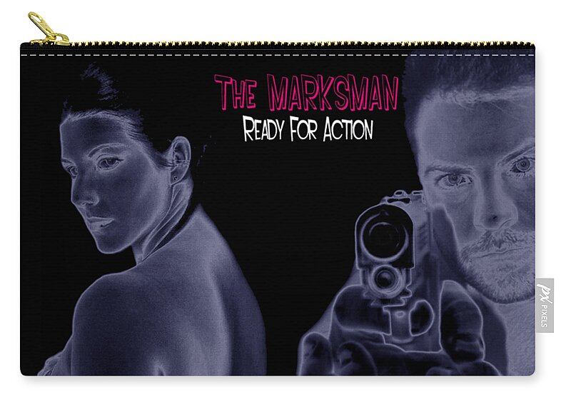Album Zip Pouch featuring the digital art The Marksman - Ready for Action by Mark Baranowski