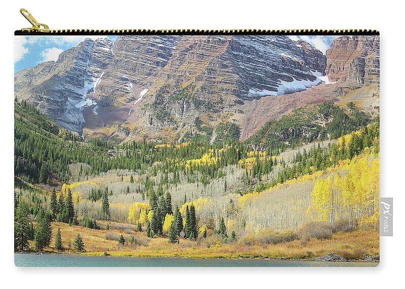 Colorado Zip Pouch featuring the photograph The Maroon Bells 2 by Eric Glaser