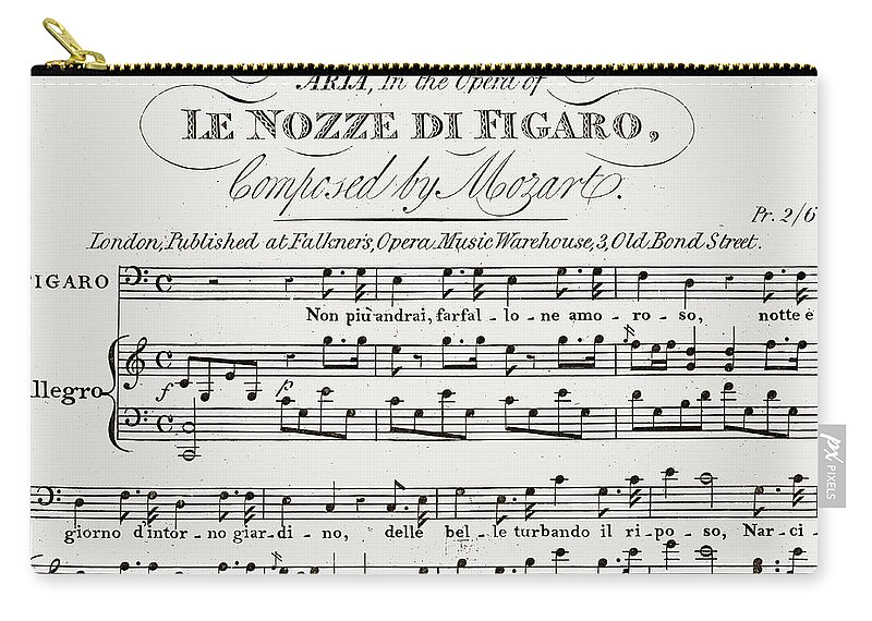 Classical Music Zip Pouch featuring the drawing The Marriage of Figaro by Mozart by Wolfgang Amadeus Mozart
