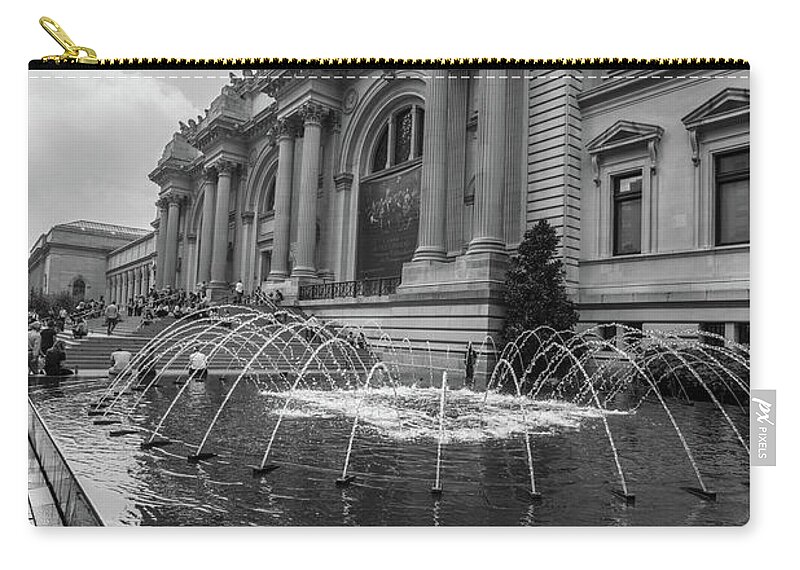 B&w Zip Pouch featuring the photograph The Met NYC by John McGraw