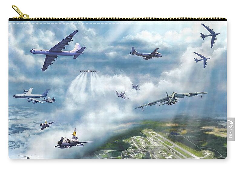 Loring Air Force Base Zip Pouch featuring the painting The Mighty Loring A F B by David Luebbert