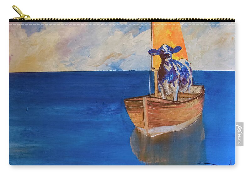 Cow Zip Pouch featuring the painting The Milky Way by Sean Parnell